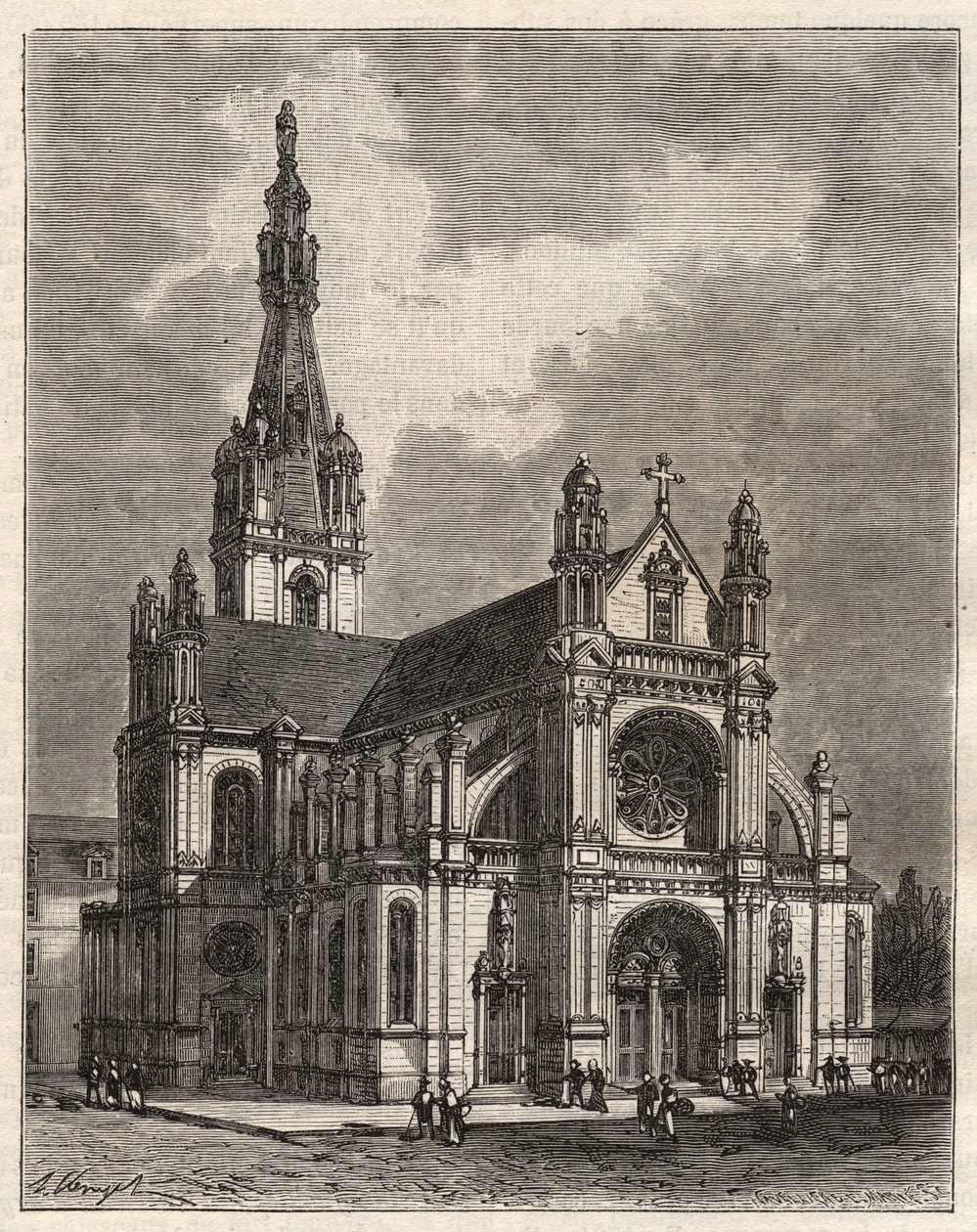 Basilique Sainte-Anne (Sainte Anne) d'Auray (1866-1872) - lokalisert ved Sainte-Anne-d'Auray i Bretagne - gravering i "La France illustrée: geographie, histoire, administrationstatistique" av VA Malt-Brown. 1884 av French School
