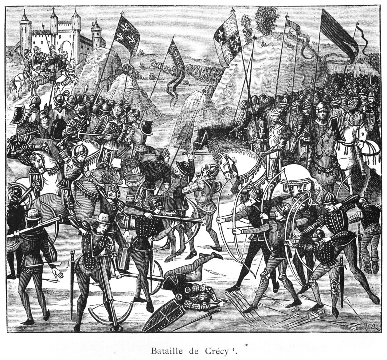 Slaget ved Crecy i 1346, kopi av Froissarts Chronicles av French School