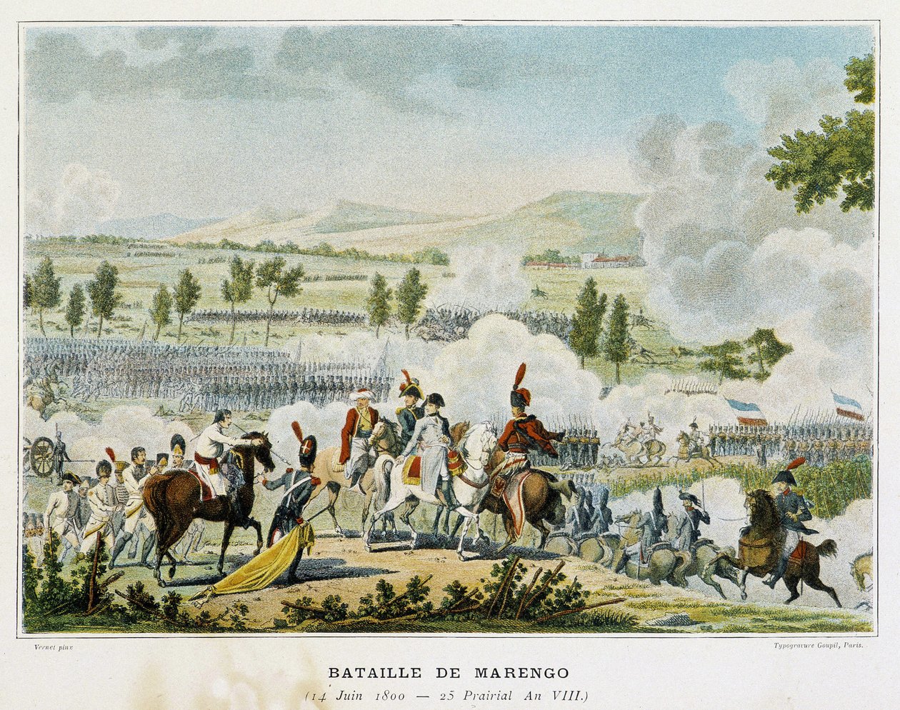 Slaget ved Marengo (Piemont - Italia) 14. juni 1800, hvor Bonaparte vant seier over østerrikerne. av French School