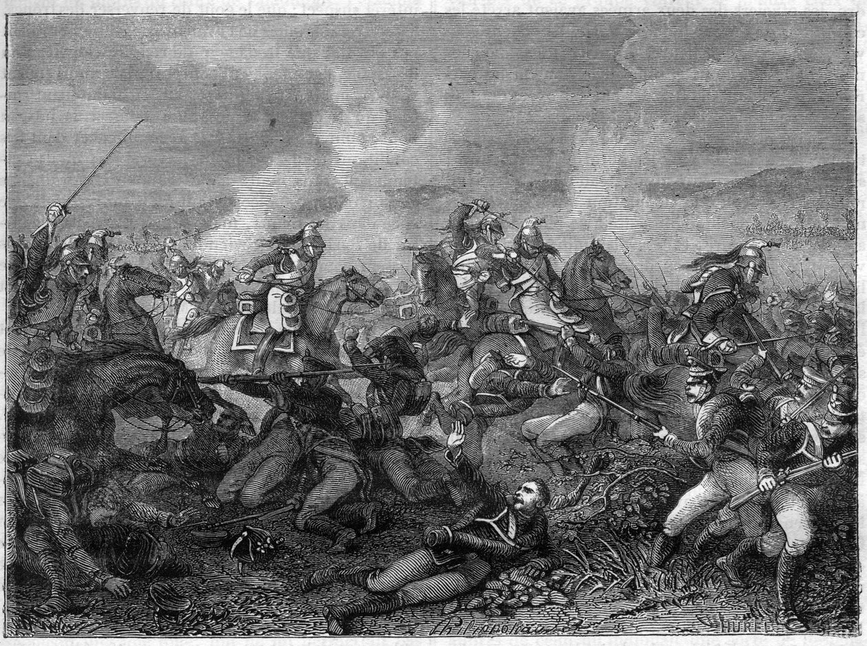 Slaget ved Saint-Dizier, 27. januar 1814 (allierte russiske tropper mot franske gardedrager) Slaget ved Saint Dizier - vakker anfall av gardedragene - Dragenes kamp mot russerne i Landskoi - i "Histoire de l
