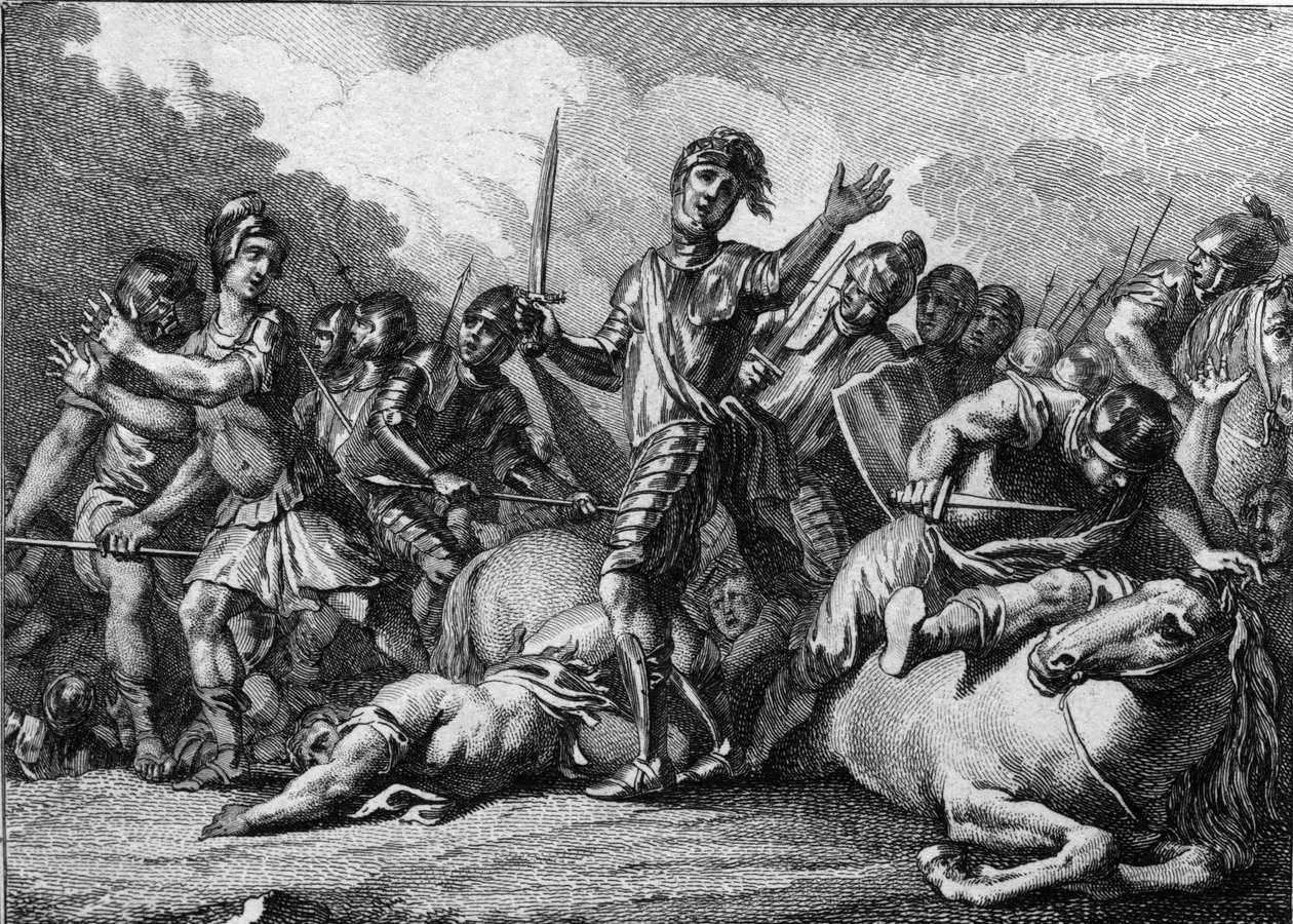 Battle of Tolbiac, 496: Clovis 1st (466-511), King of the Franks, asking for God