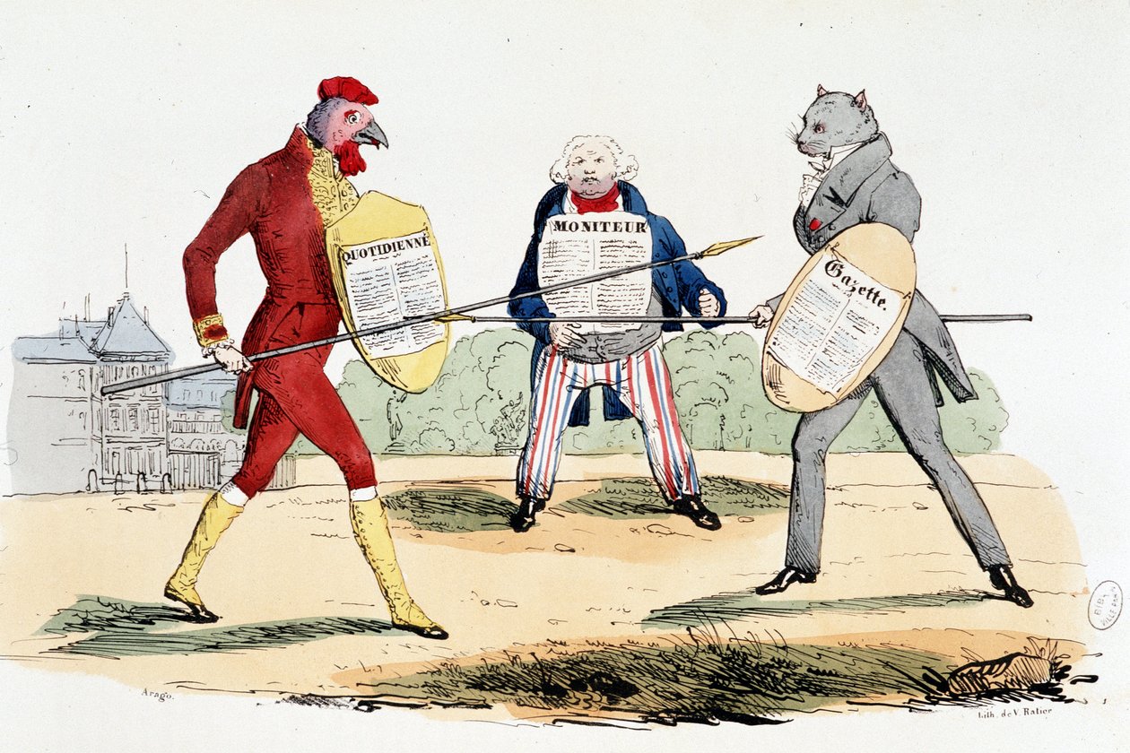 Battle singular (duell mellom avisene "" La Gazette", "" Le Moniteur" og "" Daily") - i "" La Silhouette""" av French School