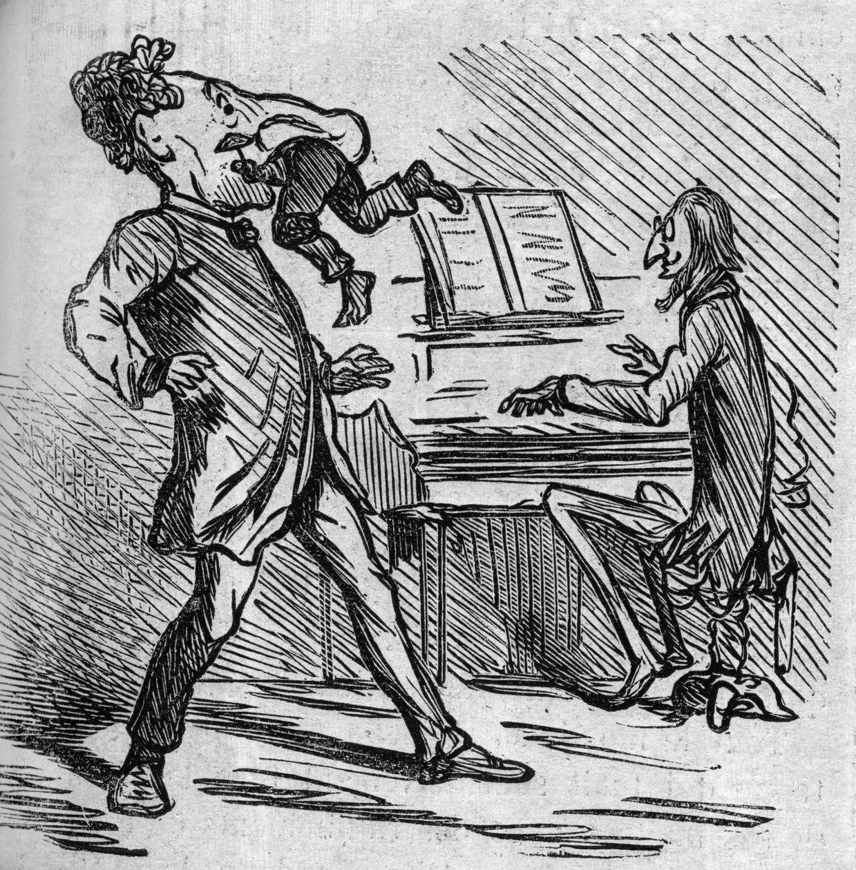 Før han synger Mr. Offenbachs musikk, blir tenoren Hyacinthe banket for å gi litt lettelse til hodet hans. Den franske naturaliserer den tyske komponisten Jacques Offenbach (1819-1880) som spiller piano og Louis Hyacinthe Duflost, dette Hyacinthe av French School