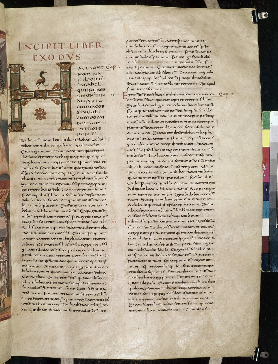 Begynnelsen av Exodus-boken, med dekorert initial 