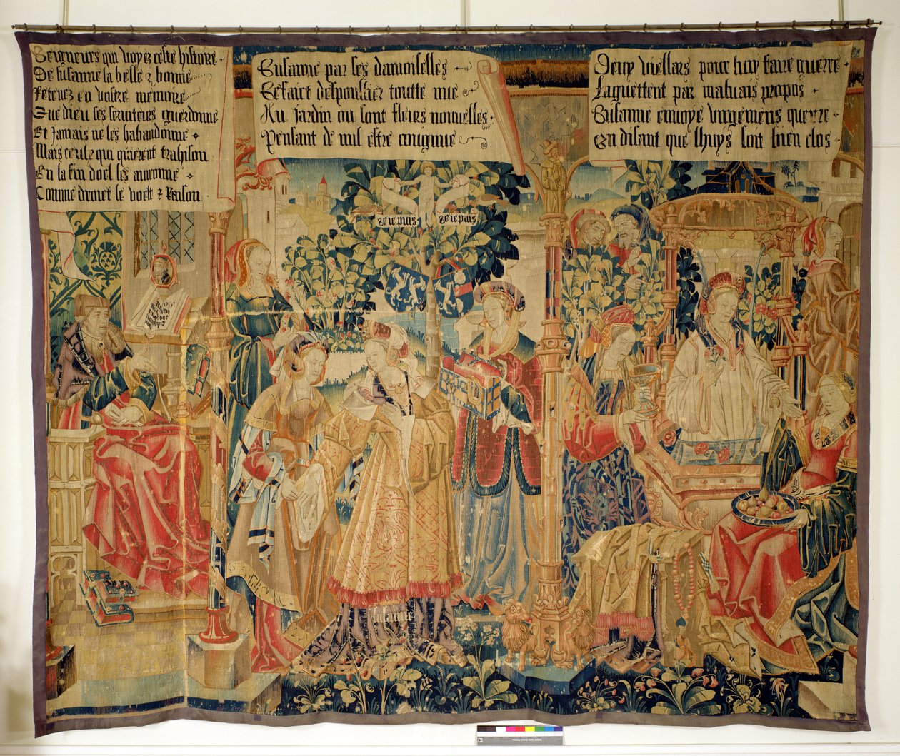 Benigne de Cirey og Susanna Bathing, venstre panel fra Story of Susanna av French School