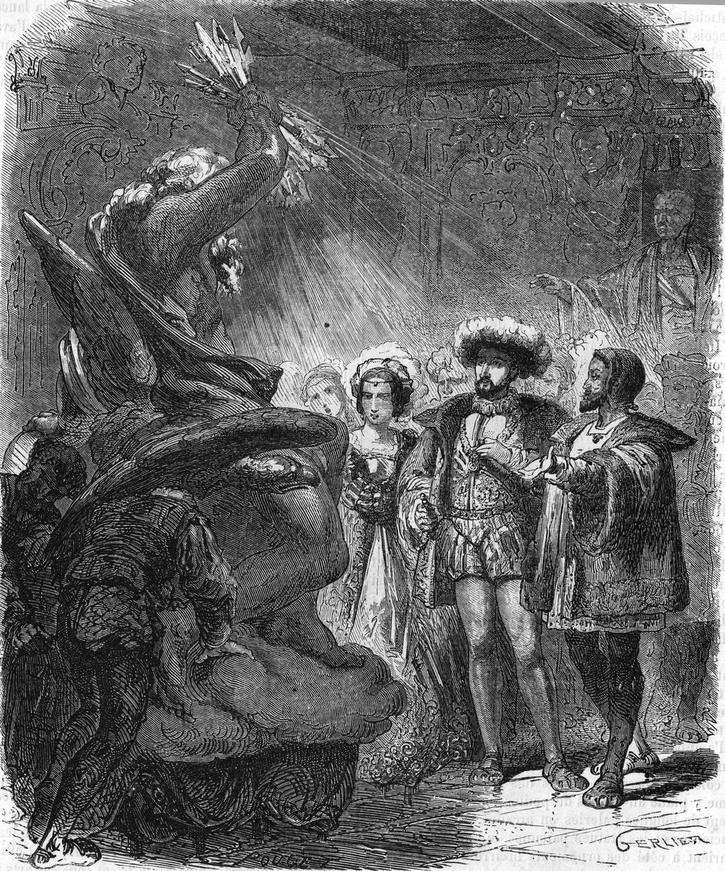 Benvenuto Cellini (1500-1571), italiensk kunstner ved hoffet til Francois 1. I ""Frankrikes populære historie"", nd. ca 1885. Gravering. av French School