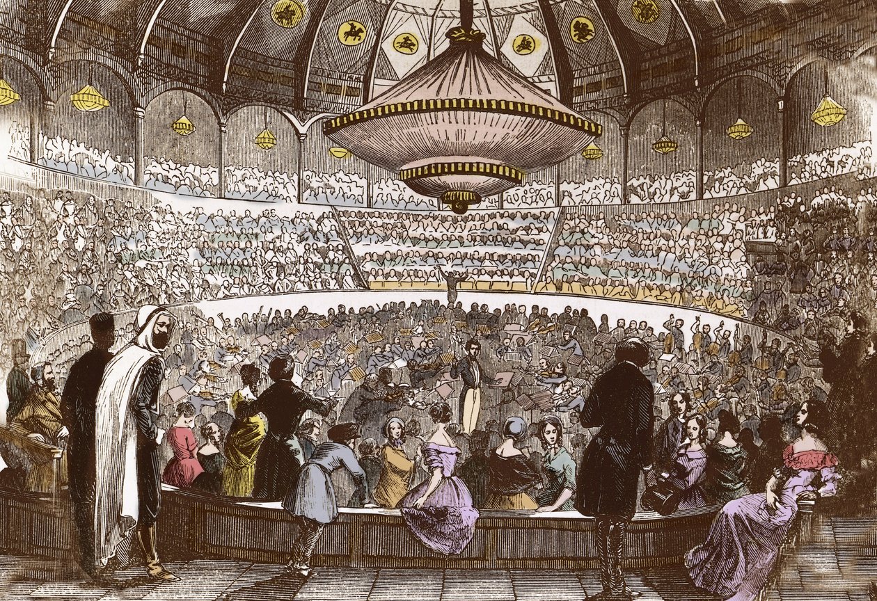 Berlioz conducts his concert on 19 January 1845 at Cirque Olympique in Paris - Hector Berlioz (1803-1869), in the hall of the Olympic Circus of the Champs Elysees in Paris av French School