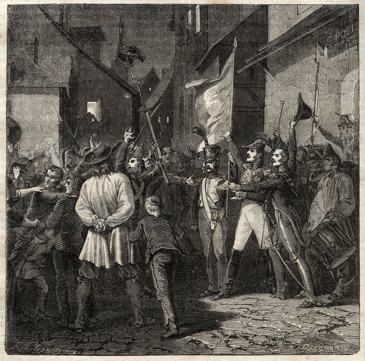 Bertons Conspiracy 1822 - General Jean Baptiste Breton (Jean-Baptiste) dit Berton (1769-1822) etablerte en provisorisk regjering i Thouars i 1822 - av French School