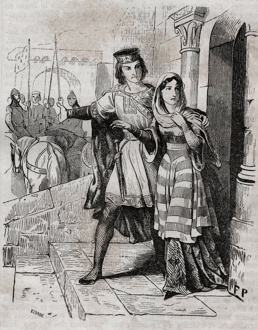 Bertrade av Montfort (1070-1117) Dronning av Frankrike med Filip I, konge av Frankrike - - i "Histoire de France"" av Anquetil. 1800-tallet. av French School