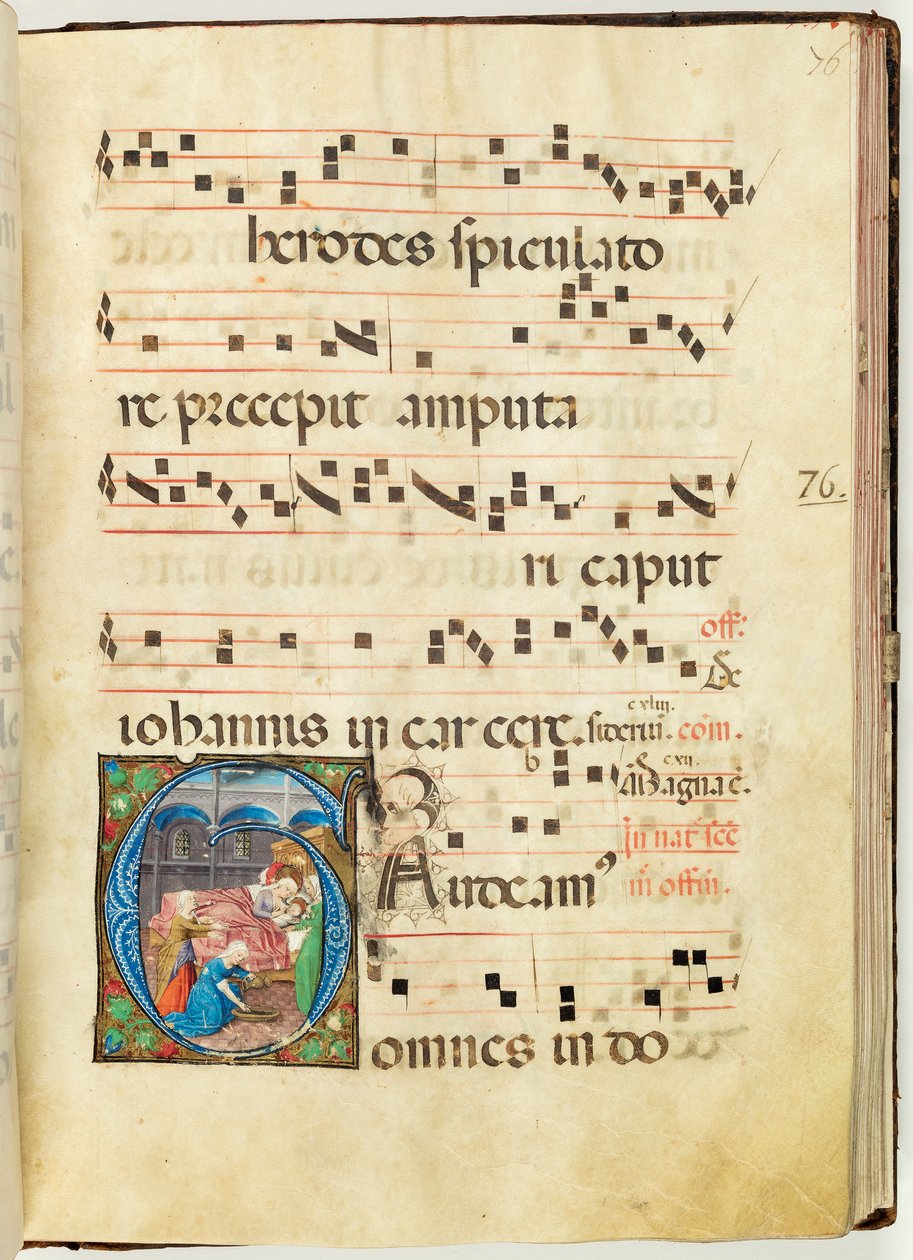 Jomfruens fødsel, Gradvis, f.76 (blekk, tempera og bladgull på pergament) av French School