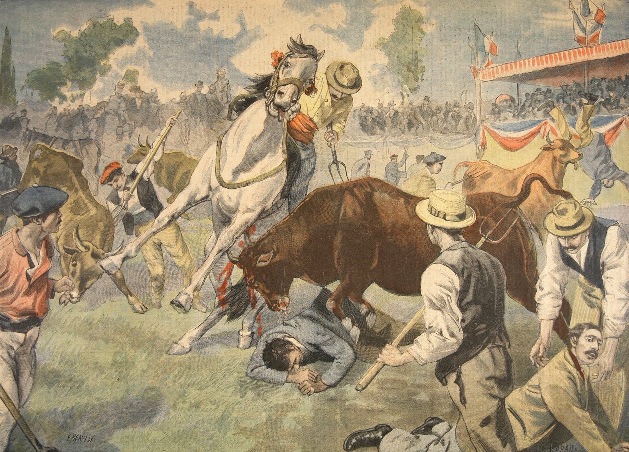 Blodig ulykke i Arles, illustrasjon fra Le Petit Journal: Supplement illustre, 1898 av French School