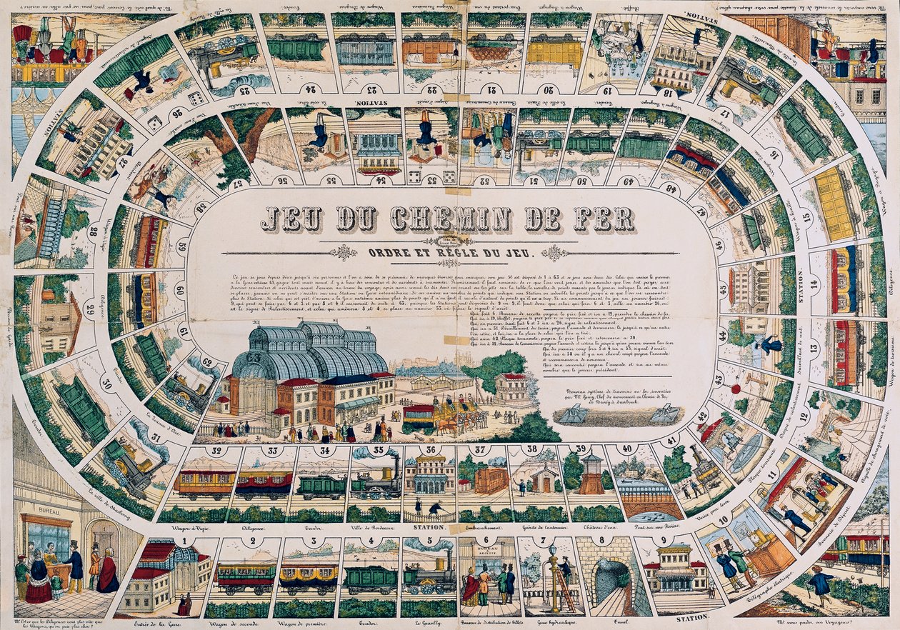 Brett for et jernbanespill, 1850 av French School