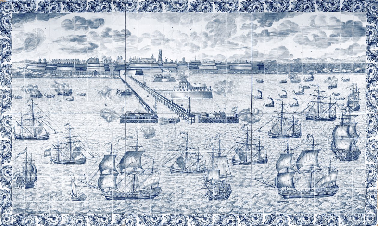 Bombardement av Dunkirk 11. august 1695 (keramikk) av French School