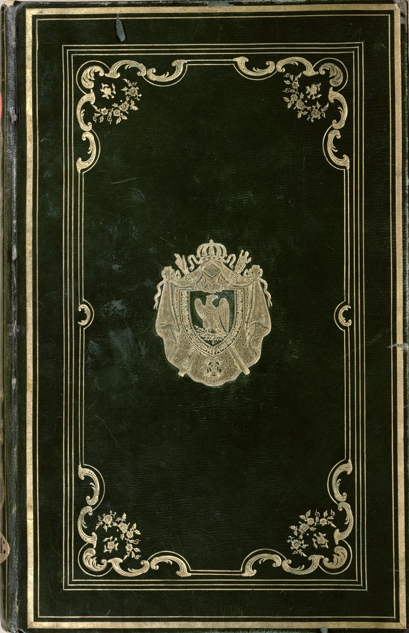 Bokbind med våpenskjoldet til Napoleon Bonaparte (1769-1821) (grønt skinn og gull) av French School