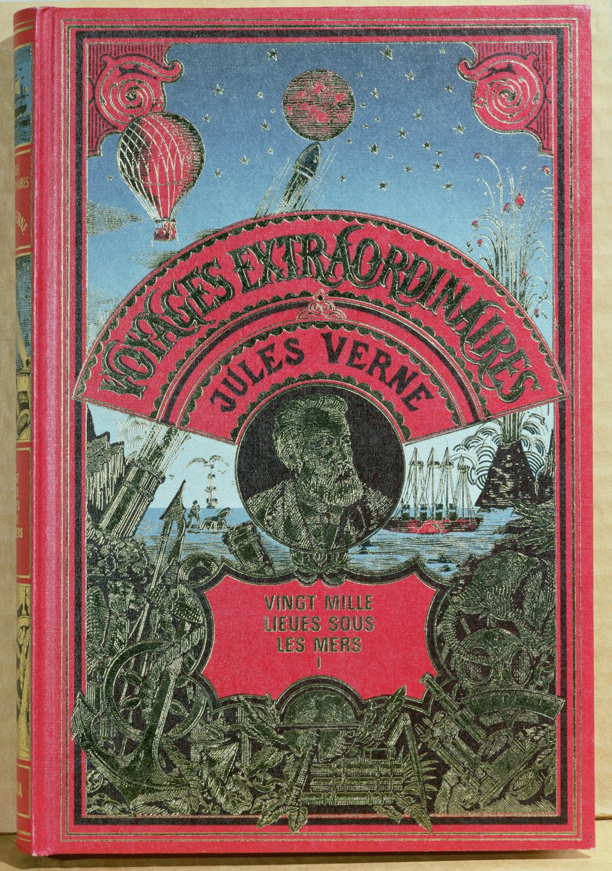 Bokomslag for 20 000 ligaer under havet av Jules Verne (1828-1905) 1870 av French School