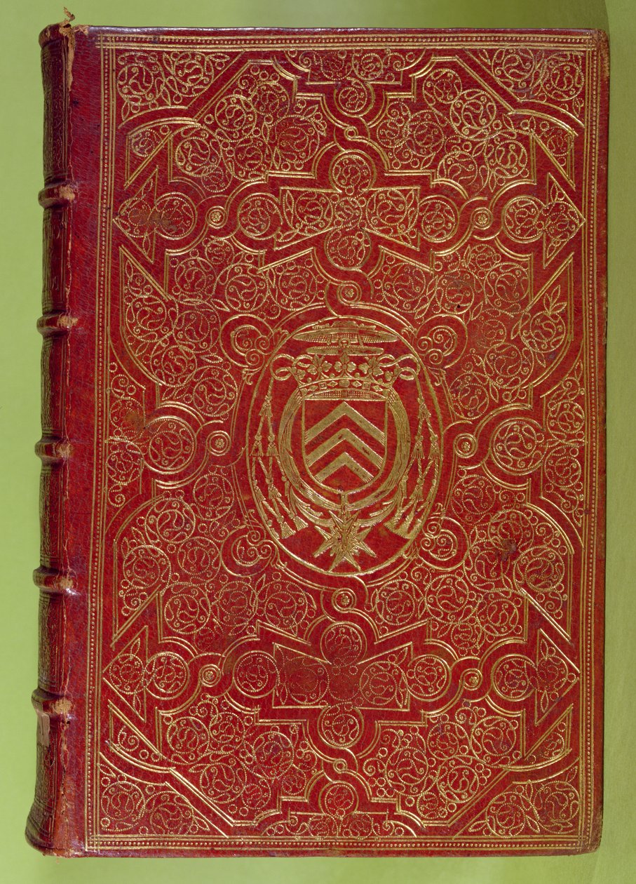 Bokomslag med våpenskjoldet til Armand-Jean du Plessis, kardinal Richelieu (1585-1642) (rødt lær og gull) av French School