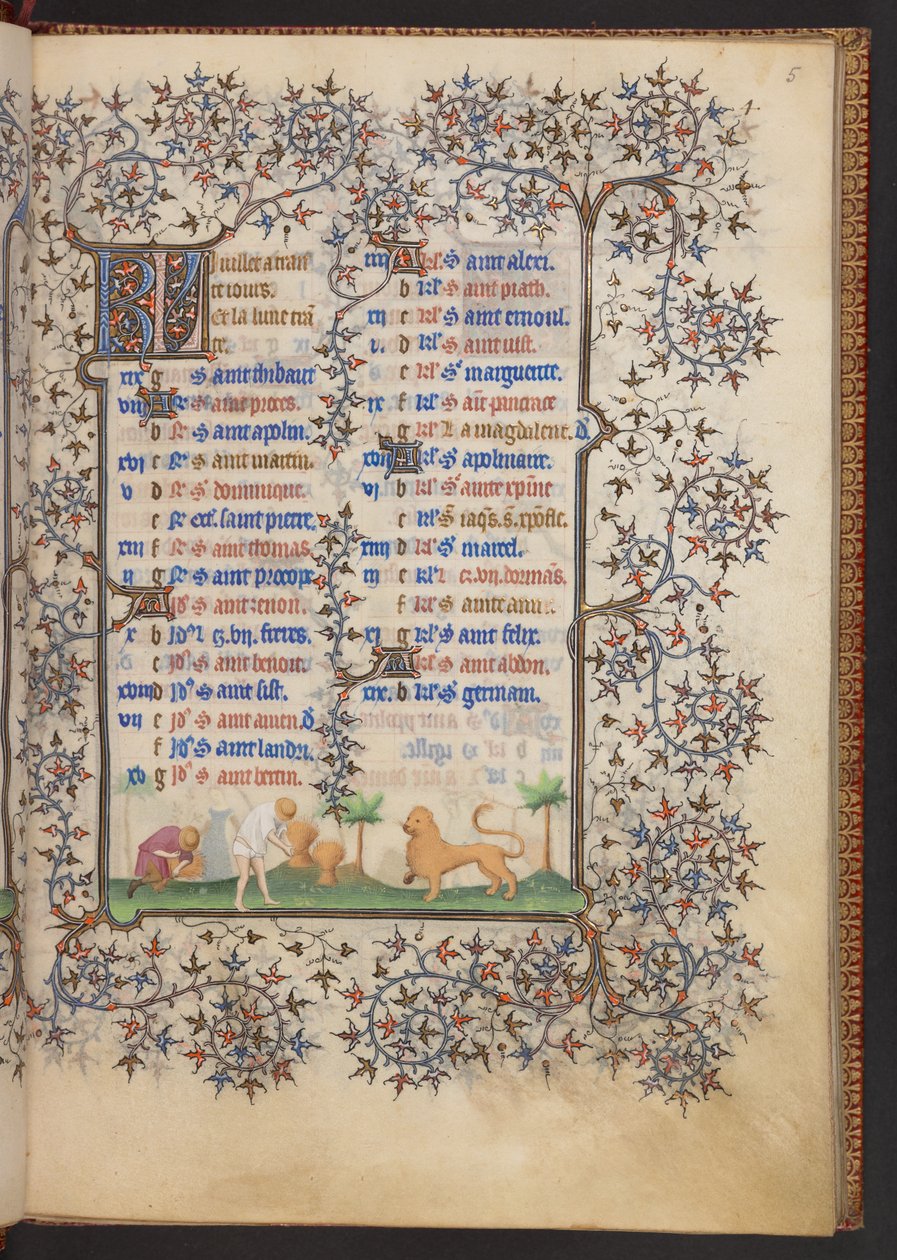 Timebok, Legg til MS 32454 f.5r, Frankrike av French School