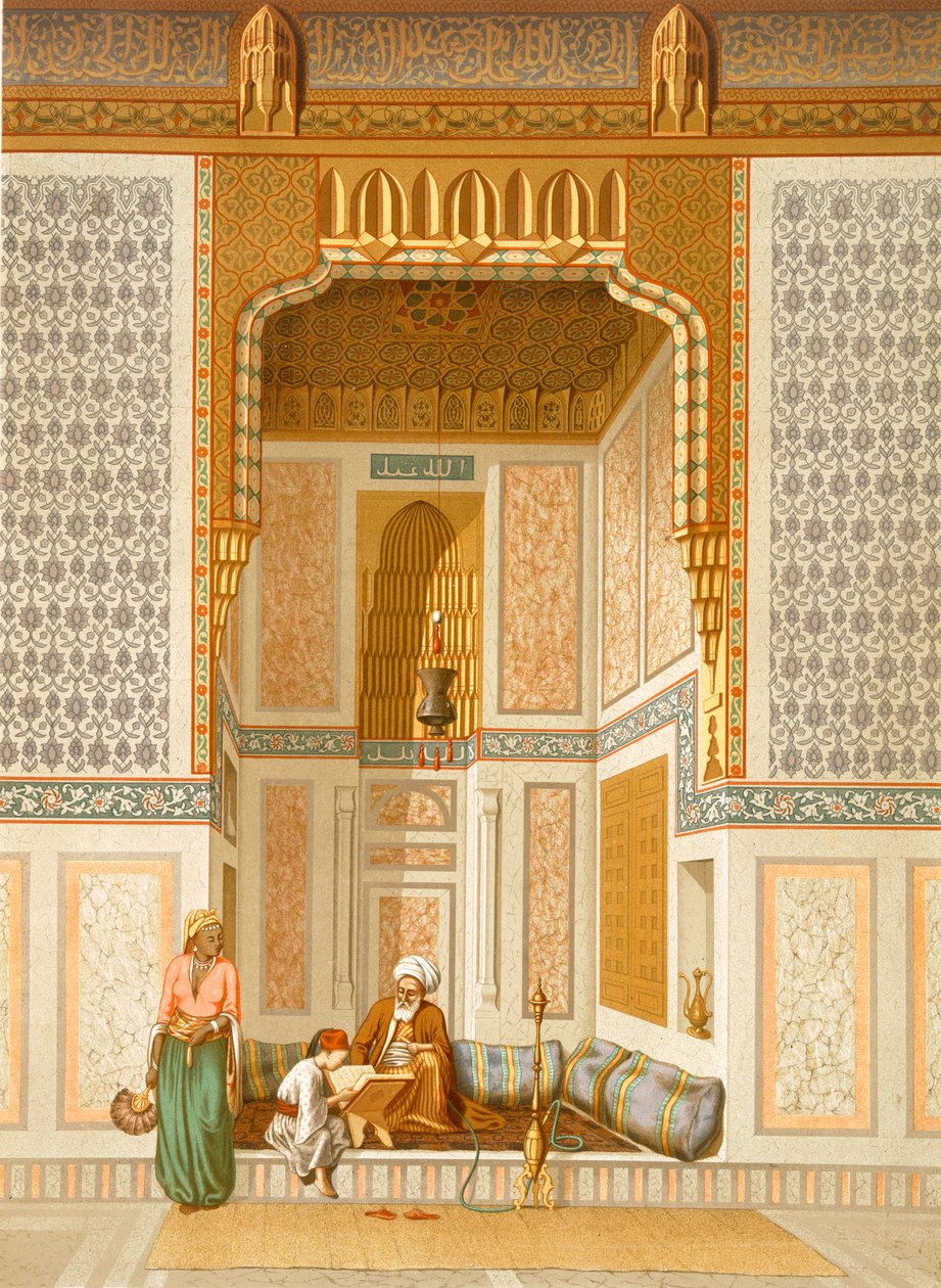 Bordeyny-moskeen, Kairo (litho-farge) av French School