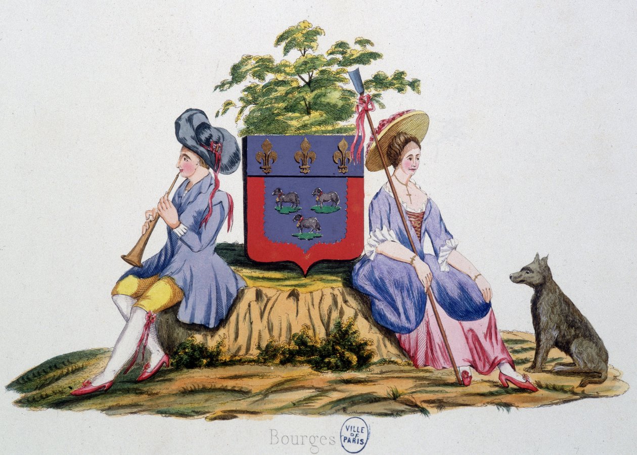 Bourges Blason - i "" The Armorial of France" av H Traversière, Paris av French School