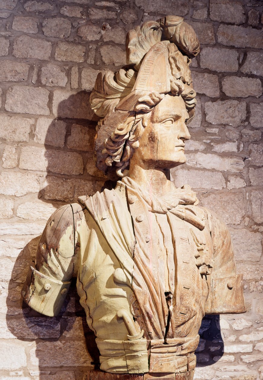 Sløyfefigur: byste av fransk kapper. Saint Malo fra 1600-tallet, bymuseum av French School