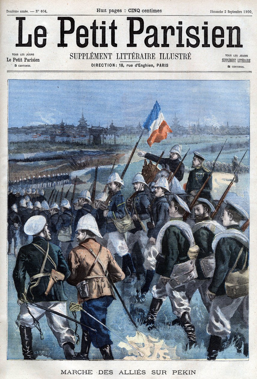 Boxer Rebellion The Allies advance on Peking - in " Le petit Parisien”” av French School