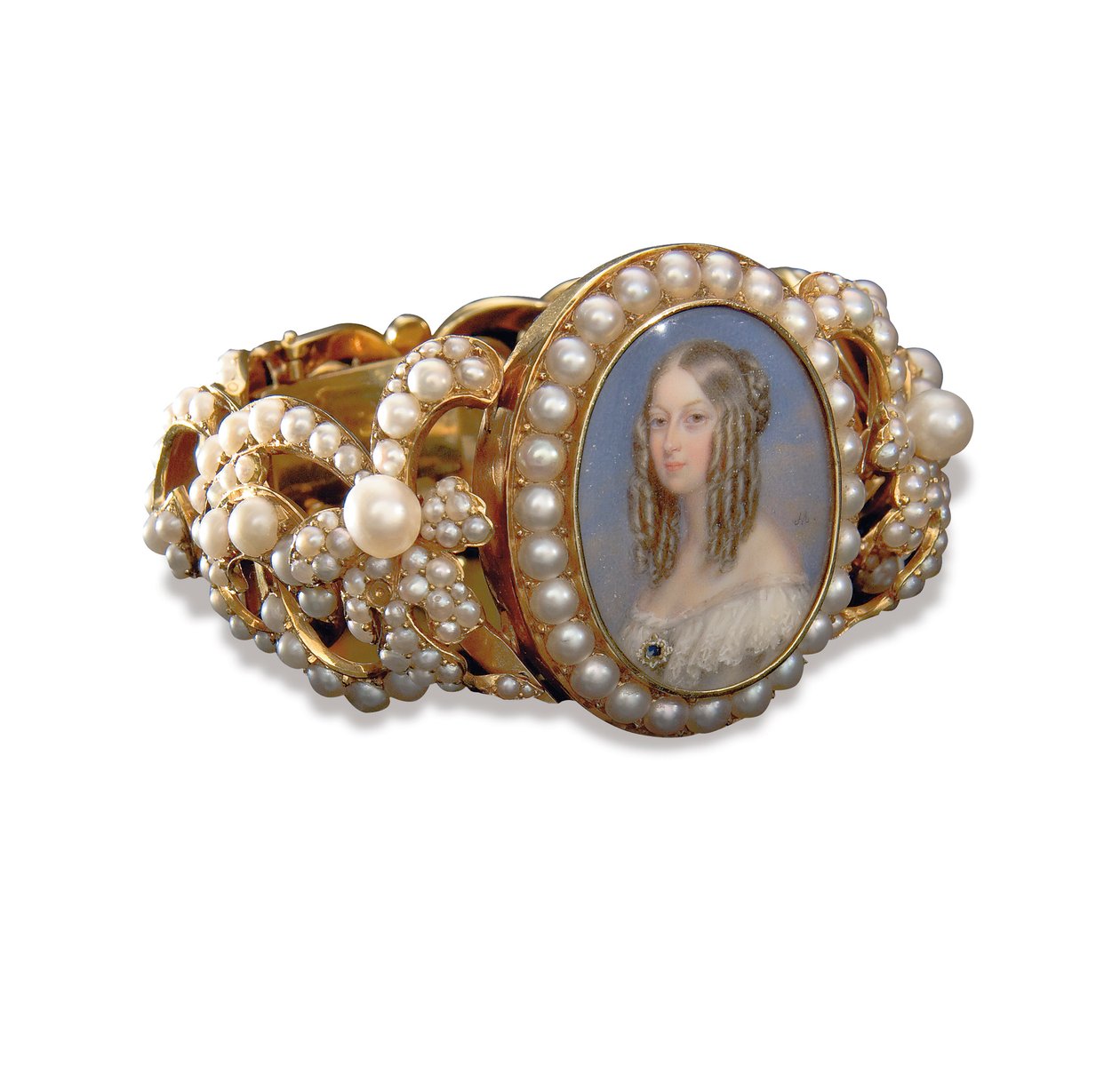 Armbånd som inneholder en miniatyr av Victoire, hertuginne av Nemours av French School
