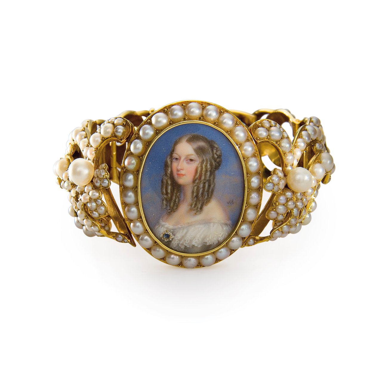 Armbånd som inneholder en miniatyr av Victoire, hertuginne av Nemours av French School