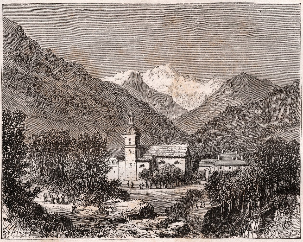 Brides-les-Bains (Brides les Bains) - Savoie - gravering i "Frankrike illustree: geografi, historie, statistisk administrasjon" av V.A. Malt-brun. 1884 av French School