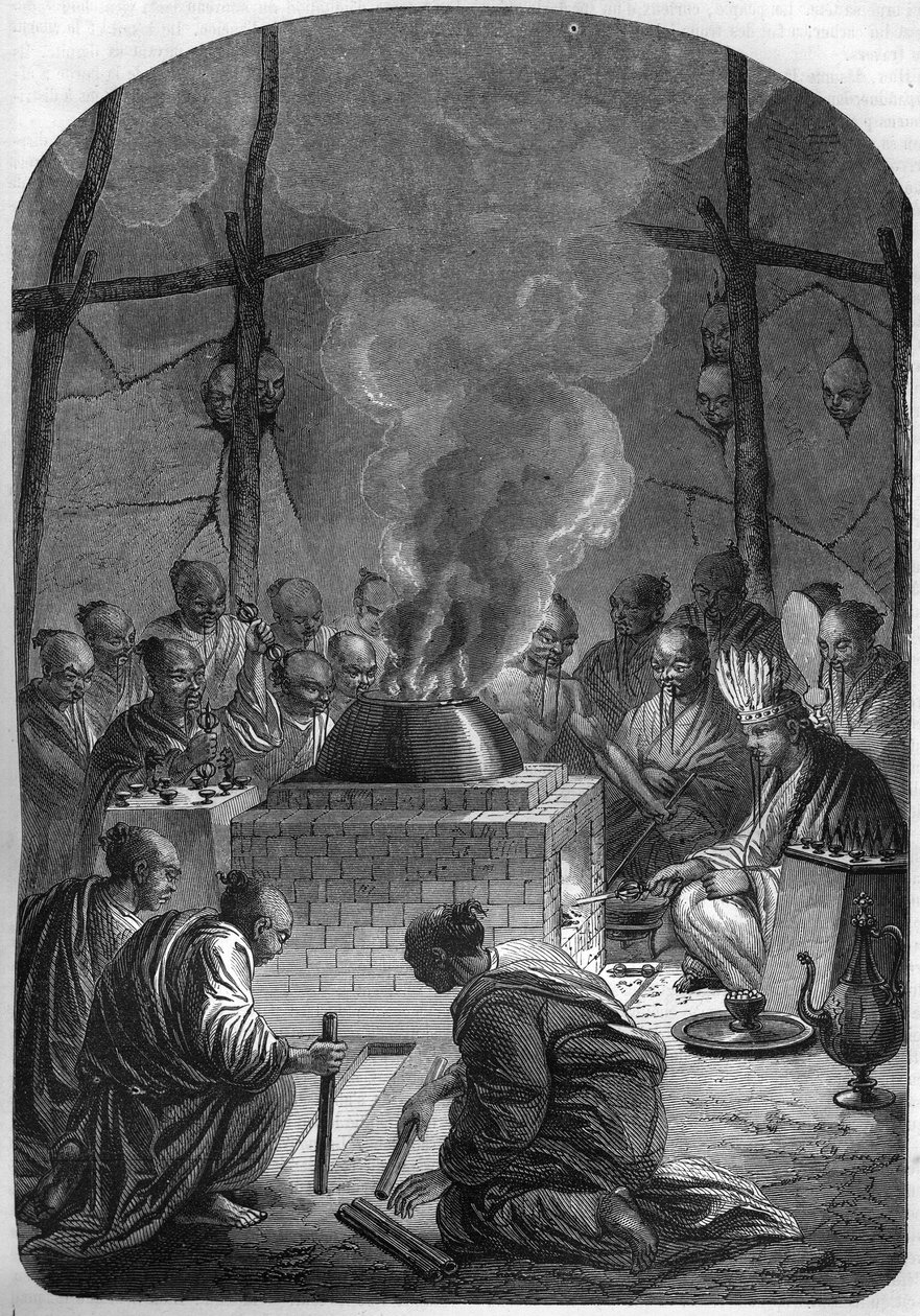 Buddhism: Incineration of a Tibetan lama (high priest) in the Kalmouk people, Russia av French School