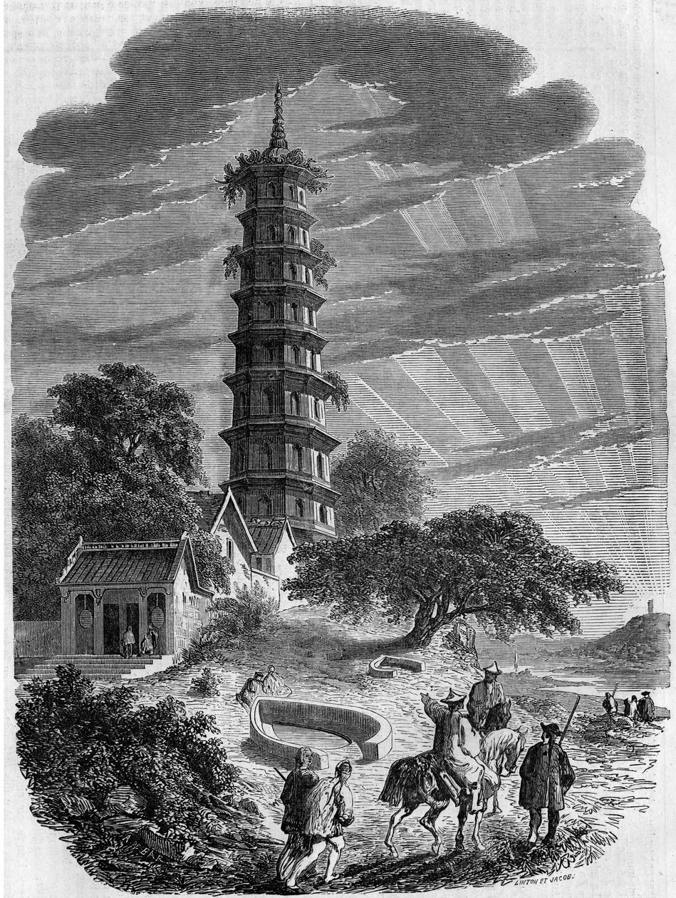 Buddhist architecture: exterior view of the Octagonal Pagoda on Whampoa Island, China av French School
