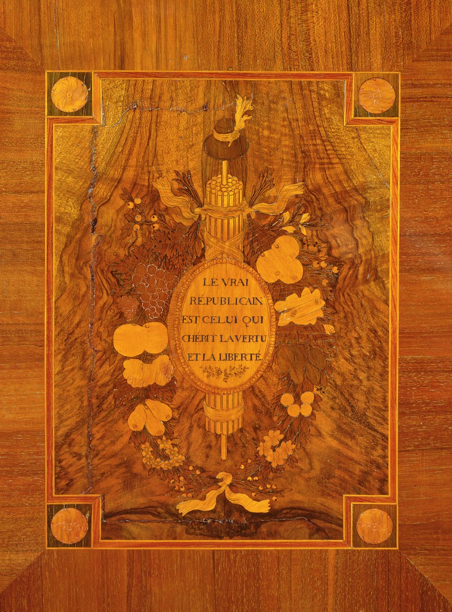 Buffet cabinet with revolutionary design, inlaid detail of Republican emblem and motto (marquetry) av French School