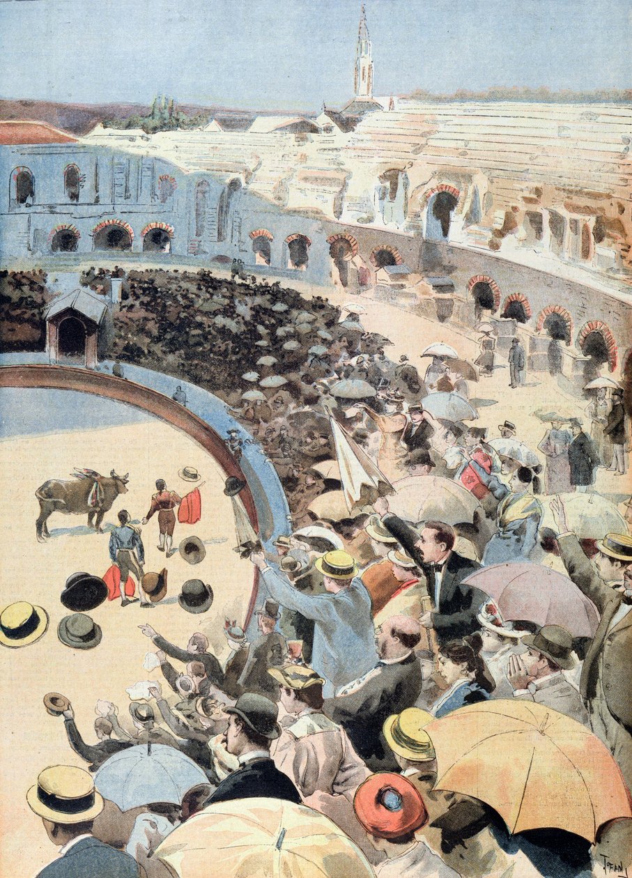 Tyrefekting i Nimes, illustrasjon fra Le Petit Journal, 1894 av French School