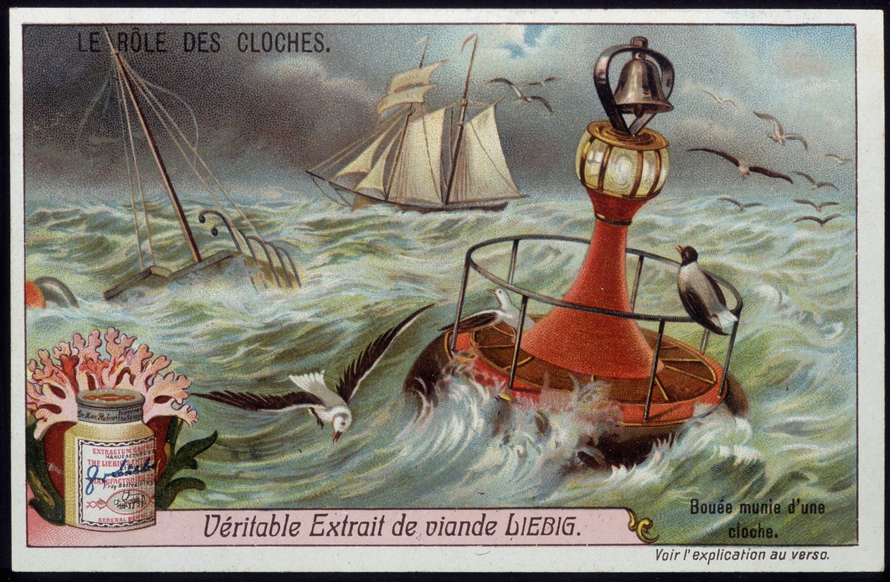 Bøye med bjelle for å varsle båter - Liebig chromo av French School
