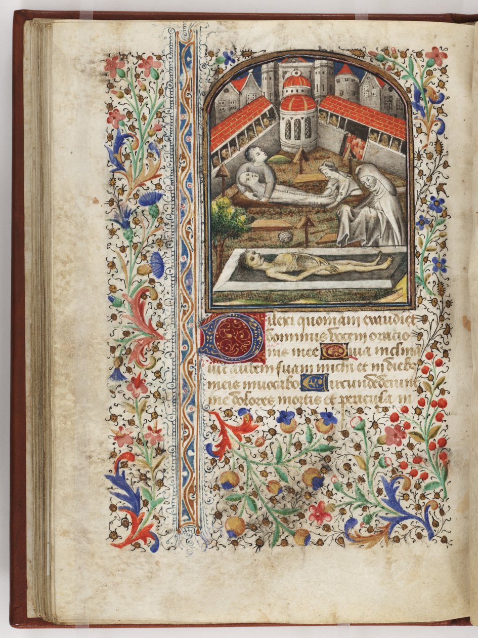 Begravelse av de døde, illustrasjon fra «Timeboken», Paris, ca. 1440–60 (vellum) av French School