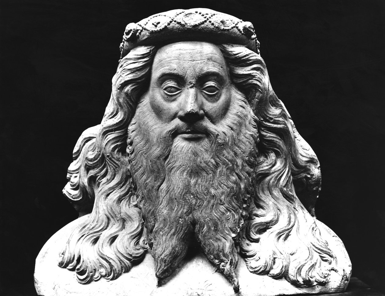 Byste fra begravelsesstatuen av Jean II de Vienne (d.1435), Seigneur av Pagny, med kallenavnet med det lange skjegget, original fra 1400-tallet (gipsavstøpning) av French School