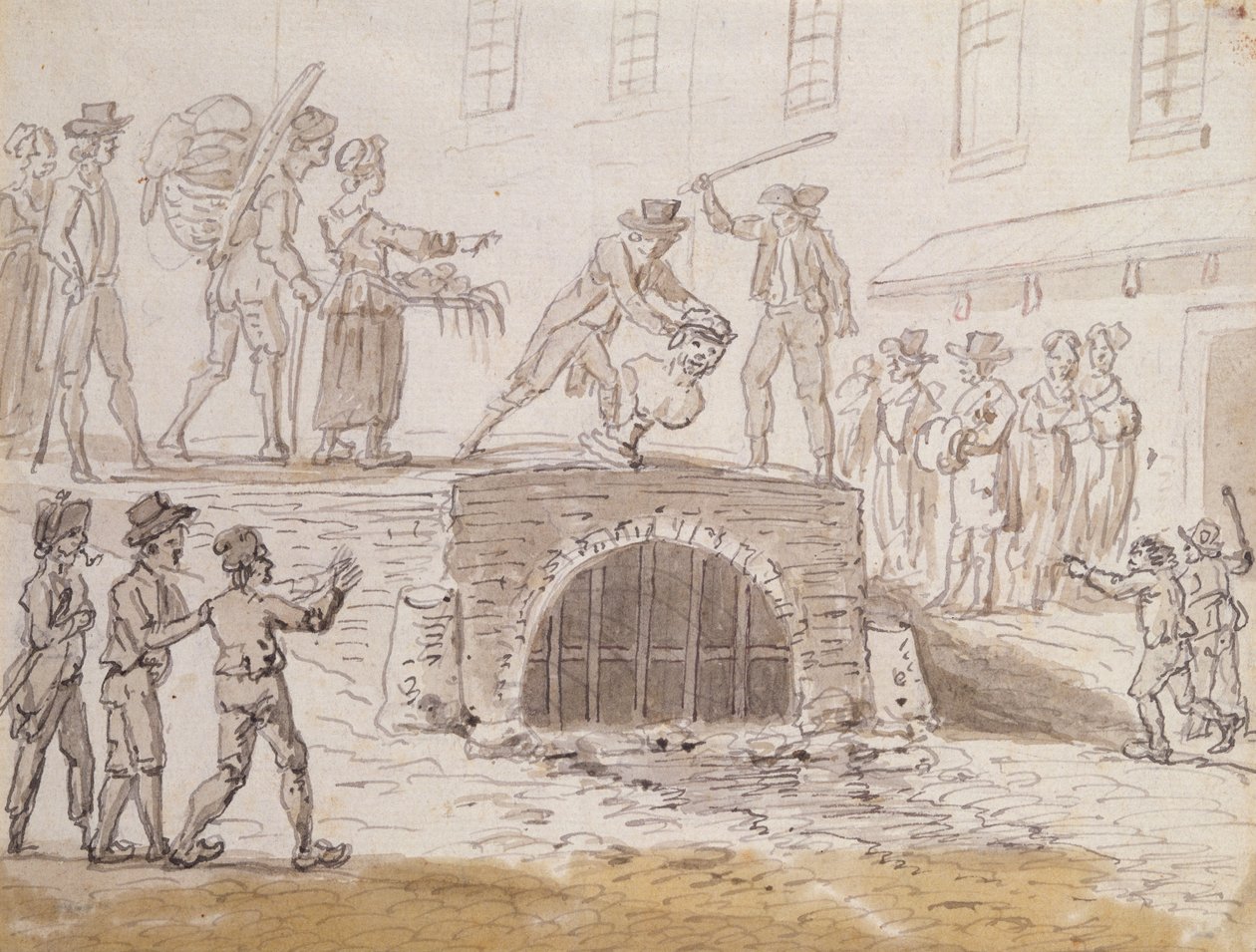 Byste av Marat kastet i en kloakk, 5. februar 1795 (akvarell på papir) av French School