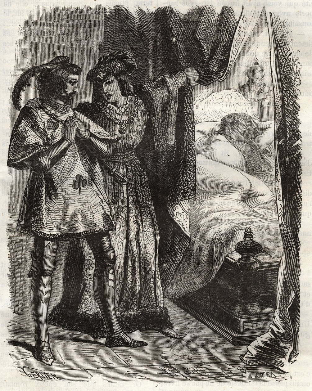 Ved å løfte en dør viste han mannen sin egen kone liggende naken. Louis I av Valois, hertug av Orleans (1372-1407), fikk Raoul d