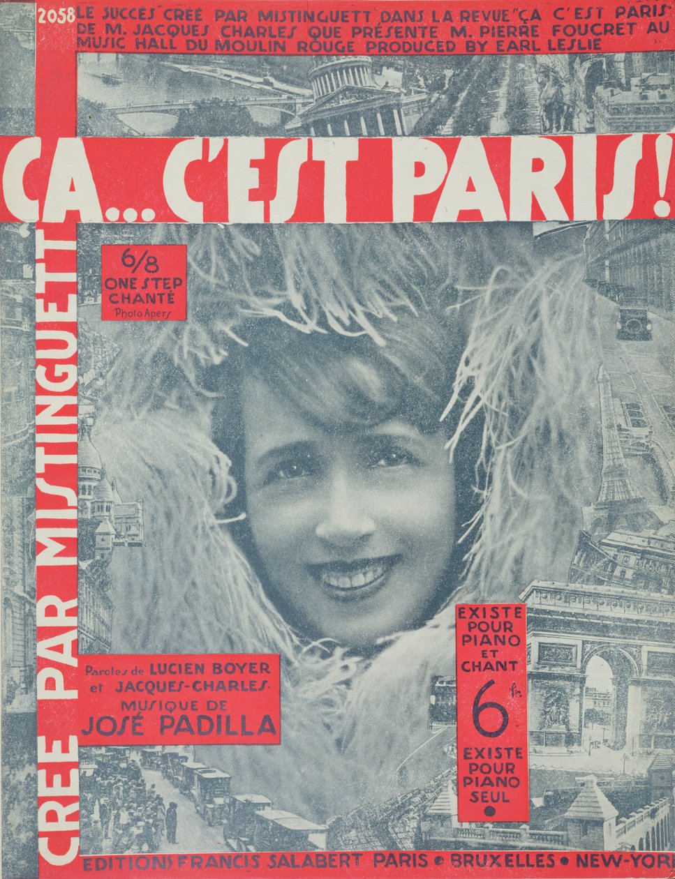 Ca...Cest Paris, cover av Score of Song av Mistinguett, utgitt av Editions Salabert i Paris, 1926 av French School