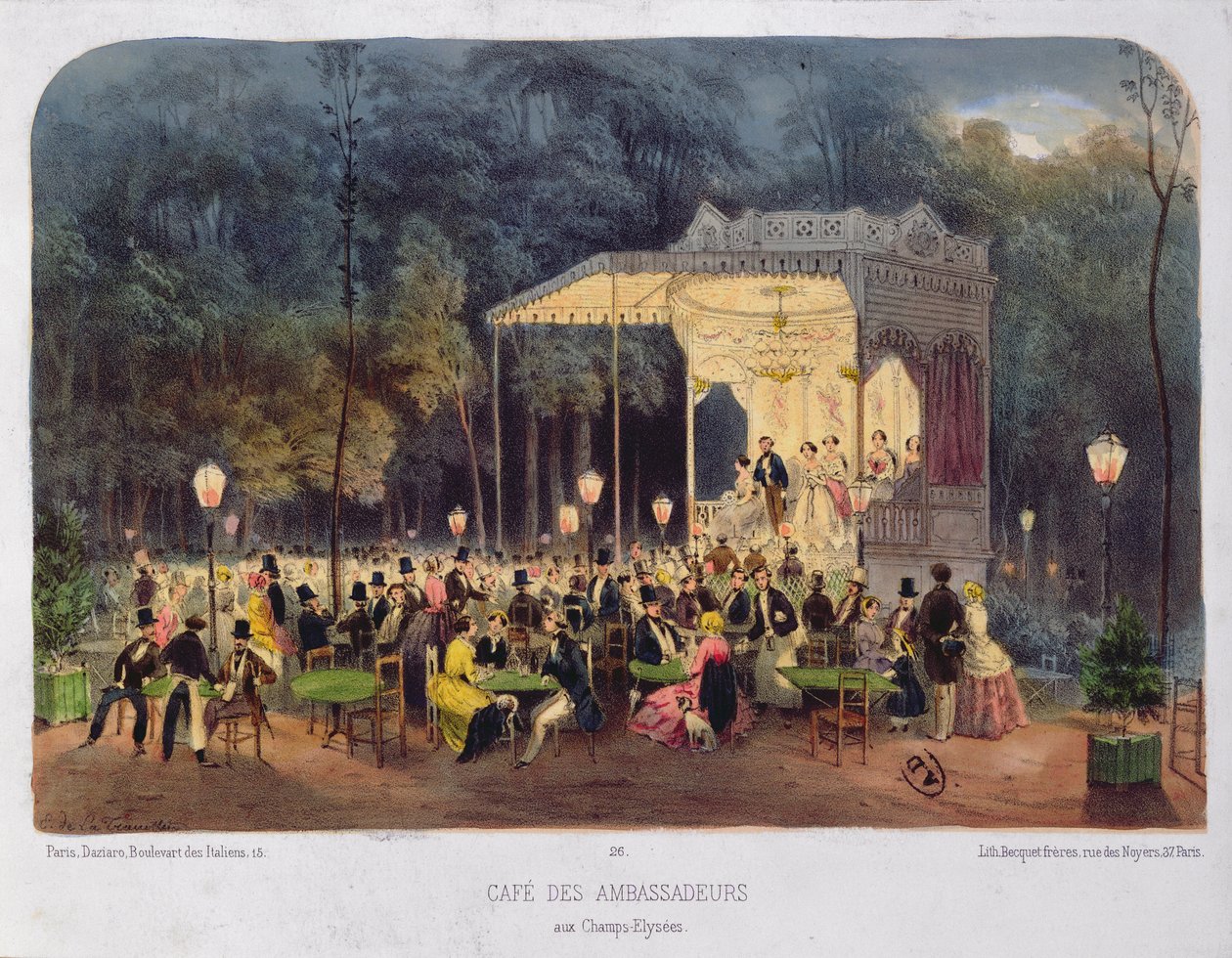Cafe des Ambassadeurs, Champs-Elysees, ca. 1850 av French School