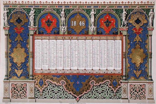 Kalender for 1846, ca. 1845 (farge litho) av French School