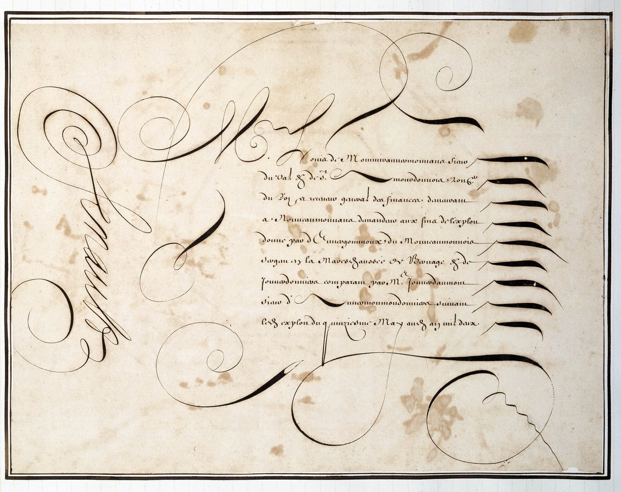 Calligraphy: Manuscript chart of financial round around the second half of the 17th century by Louis Senault av French School
