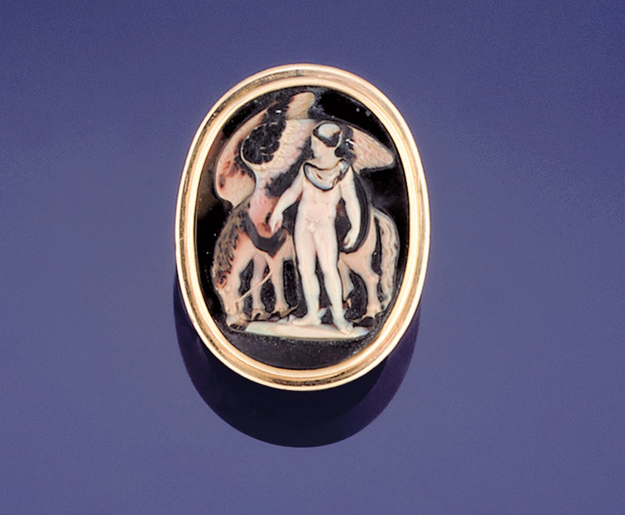 Cameoring med Bellerophon som leder Pegasus til vann av French School