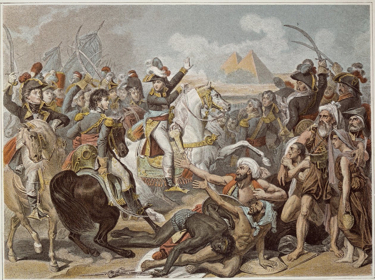 Kampanje (ekspedisjon) av Egypt (1798-1801): Napoleon i slaget ved pyramidene (21. juli av French School