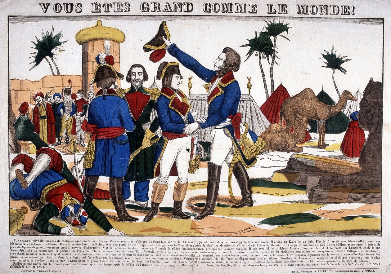Kampanje (ekspedisjon) av Egypt (1798-1801) ledet av Napoleon Bonaparte i 1799. Bilde av Epinal av French School