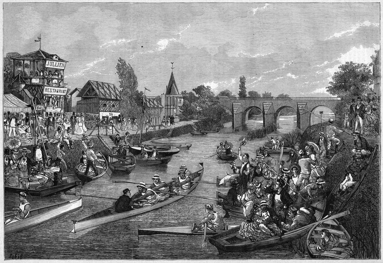 Kanopadling på Seinen ved Joinville le Pont (Joinville-le-Pont) av French School