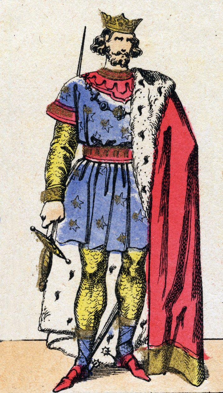 Capetian-dynastiet: Portrett av Ludvig VIII kalt Løven (1187-1226), kongen av frankerne fra 1223 til 1226. Epinalbilde fra slutten av 1800-tallet. Privat samling. av French School