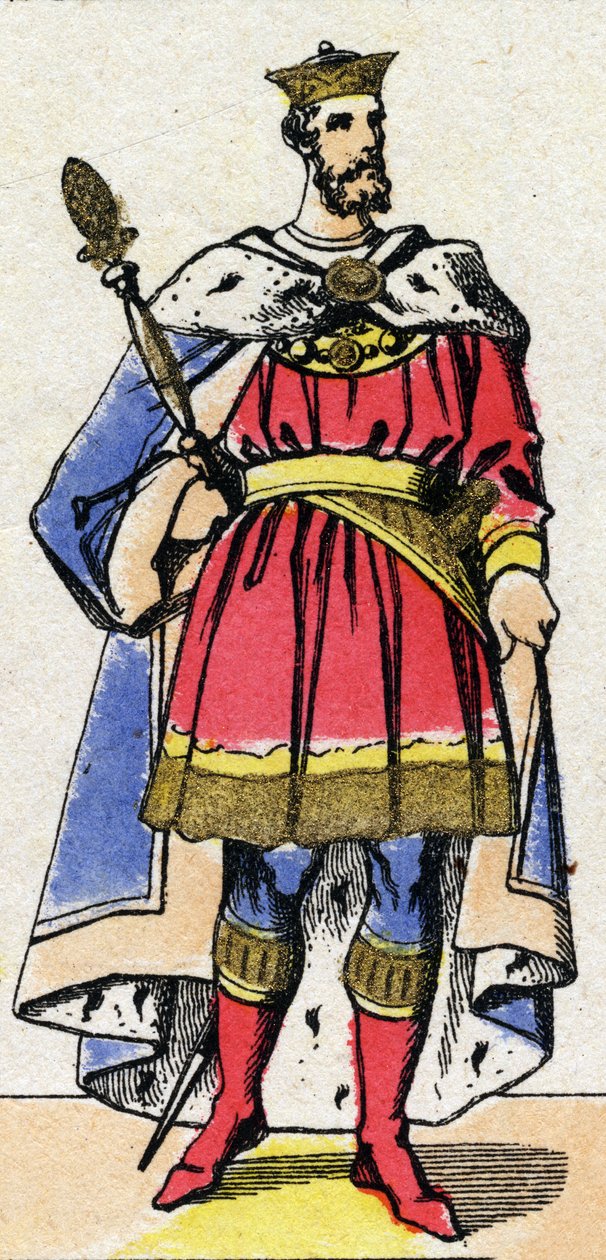 Capetian-dynastiet: Portrett av Filip I av Frankrike (1052-1108) konge av frankerne fra 1060 til 1108. Epinal avbildning fra slutten av 1800-tallet. Privat samling. av French School