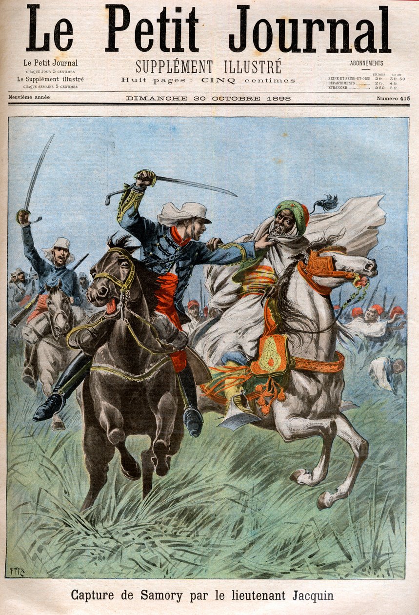 Capture of Samory Toure (circa 1830-1900), Sudanese leader and opponent of French colonization in Africa, by Captain Gouraud and Lieutenant Jacquin. Sudan av French School