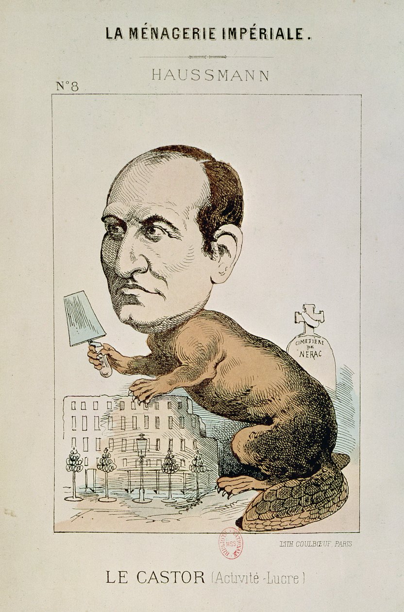 Karikatur av baron Georges Eugene Haussmann (1809-91) som en bever, fra 