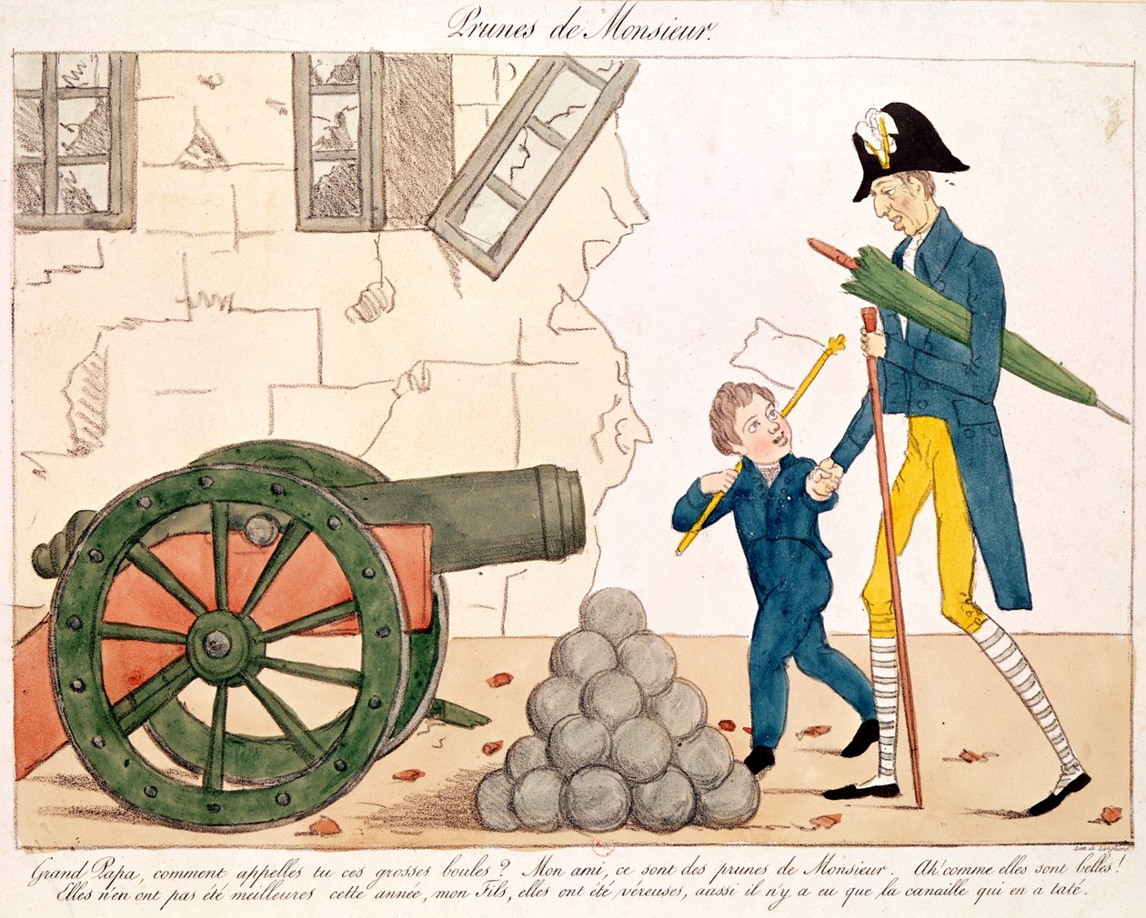 Karikatur av Charles X (1757-1836) og Henri (1820-83) Duc de Bordeaux, 25. juli 1830 av French School
